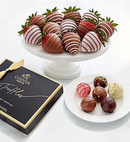 Godiva® 12pc Signature Truffles & Drizzled Strawberries