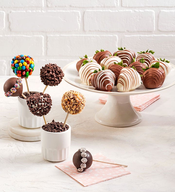 Candy Covered Cake Pops™ with Drizzled Berries