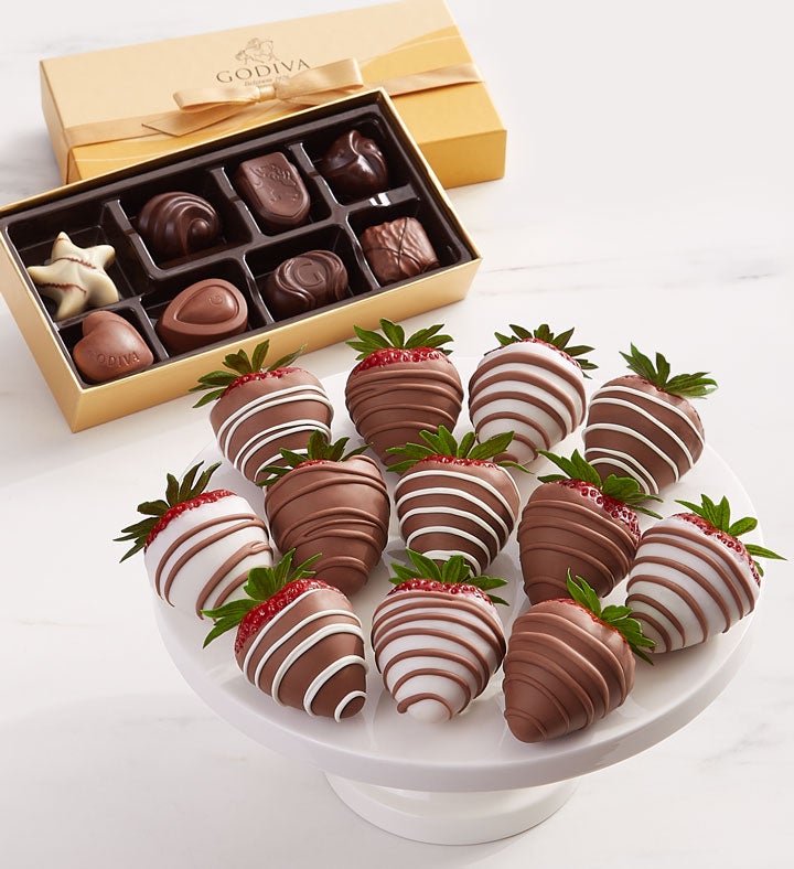 Godiva® 8pc Ballotin & Drizzled Strawberries
