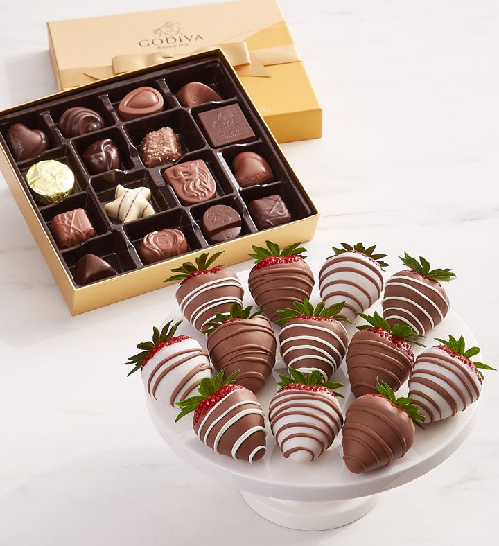 Godiva® 19pc Ballotin & Drizzled Strawberries