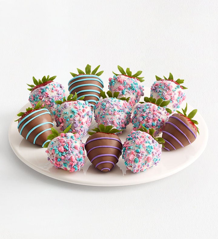 Chocolate Dipped Berries with Cotton Candy Topping